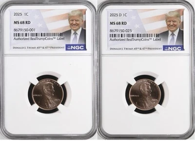 2025 P D Penny Lincoln Shield Cent NGC MS 68 - Trump Label - Image 1 of 2
