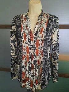 Desigual Christian LaCroix Top Blouse Button Down Texture Patchwork Print M - Picture 1 of 4