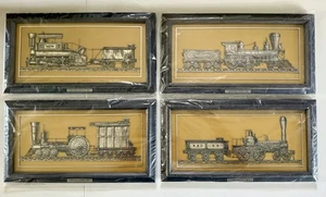 Set 4 Franklin Mint Classic American Locomotive Sterling Silver Silhouettes 1977 - Picture 1 of 20
