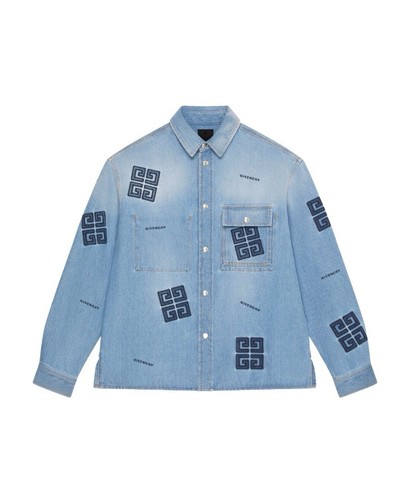 Givenchy Giacca Denim Camicia Taglia Large 4g Ricamato Designer Cappotto RARA Qualità