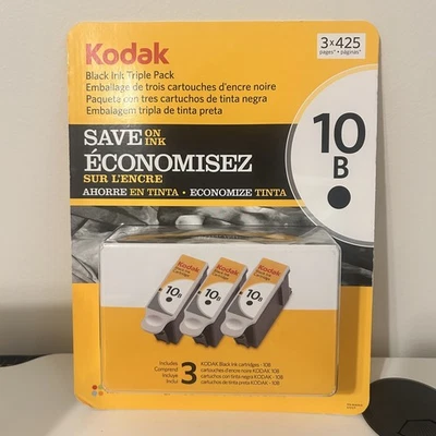 Cartucho de tinta negro Kodak 10B paquete de 3 (2012, nuevo) precintado Foto 1 de 4