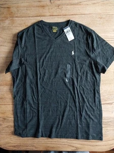 NWT Polo Ralph Lauren V-Neck T-Shirt Heathered Black SS Mens Sz XL - Picture 1 of 7