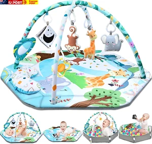 Baby Gym Play Mat, 8-In-1 Tummy Time Mat & Ball Pit with 6 Toys, Washable Baby A - Picture 1 of 7