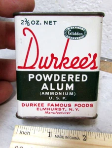 Vintage Durkees Alaunpulver teilweise voll 2 3/8 Unzen Gewürzdose, Schiebedeckel - Bild 1 von 4