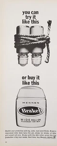 Anuncio impreso desodorante clásico 1963 Mennen Brake para hombre - ancho enrollable - Imagen 1 de 1