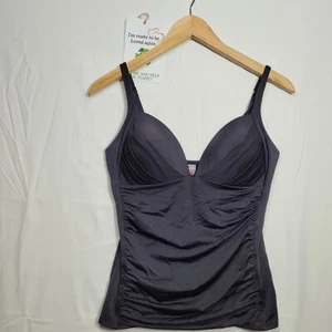 Matalan Women's Blouse Black Size 14 Stretch Sleeveless V-Neck Swimming Top - Picture 1 of 9