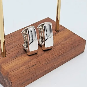Lia Sophia MODA Shiny Silver Dangling Clip Earrings Classic Silhouette - Picture 1 of 7