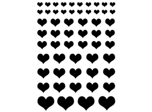 Hearts 57 pcs 0.25 to 0.75 Inch Black Fused Glass Decals - Picture 1 of 1