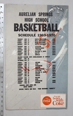 1969-1970 Aurelian Springs High School Basketball Schedule Poster North Carolina - Image 1 of 3