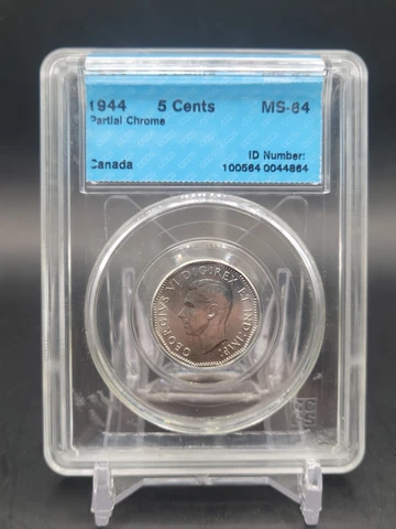 1944 Canadian 5 Cent Error Partial Chrome King George VI Coin Cover