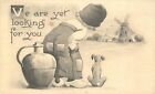 Little Dutch Boy &amp; Dog Windmil Looking for You 1913 Artist Signed Wall Postcard