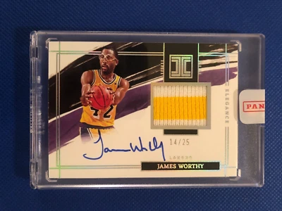 2021-22 Panini Impeccable ELEGANCE James Worthy #/25 ON-CARD AUTO PATCH - LAKERS - Image 1 of 2