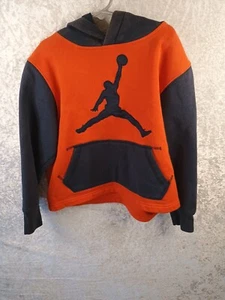 BOYS NIKE JORDAN JUMPMAN HOODIE PULL OVER JACKET YOUTH LARGE ORANGE - Picture 1 of 5