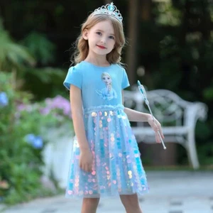 2019 New Release Girls Frozen 2 Elsa Costume Sparkling Tutu Dress size 2-10 Yrs - Picture 1 of 12