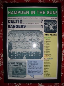 Celtic 7 Rangers 1 - Finale Coppa di Lega 1957 - stampa incorniciata - Foto 1 di 2