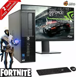 Gaming HP Desktop Computer i5 8GB, 1TB, NVIDIA GT 1030, 22"LCD WiFi Win10 SFF PC - Picture 1 of 11