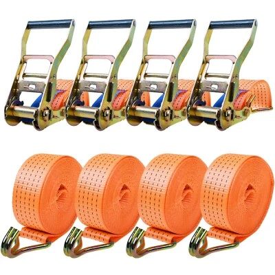 4X Heavy Duty Ratchet Ties Down Straps 50mm-6-Meter Lashing Cargo/Luggage-3000KG - Image 1 of 4