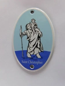 Saint Christopher St Christophorus Metal Porcelain VESPA Legschield Badge Emblem - Picture 1 of 4