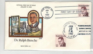 COLLINS HANDPAINTED GREAT AMERICANS 1860 DR RALPH BUNCHE DUAL CANCEL - Picture 1 of 1