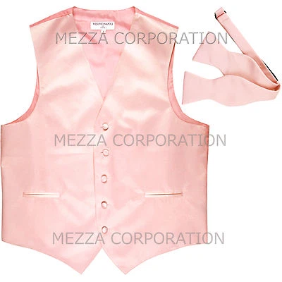 New Men's Formal Vest Tuxedo Waistcoat with free style self-tie Bowtie navy blue - Image 1 of 4