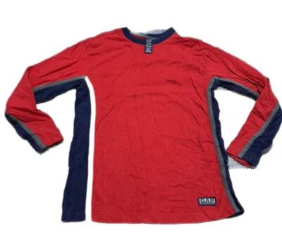 Vintage GAP Long Sleeve T-Shirt Boys XXL 14-16 Red Blue Y2k 90s 100% Cotton - Image 1 of 4