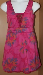 FREE PEOPLE Pink Floral Sleeveless Mini Dress Cross Back Straps 12 - Picture 1 of 7