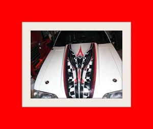 Adrenalin Rush COWL HOOD Stripe Graphics Stripes FIT Mustang Camaro Any Hood - Foto 1 di 6