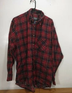 Vtg American dynasty Mens Red Plaid Long Sleeves Flannel Button Up Shirt Size L - Picture 1 of 7