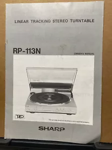Bedienungsanleitung für den Sharp RP-113N Plattenspieler ~ Original - Bild 1 von 2
