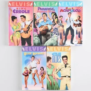 5 NEW Elvis Presley VHS - GI Blues/Hawaii/Fun in Acapulco/Paradise/King Creole - Foto 1 di 6