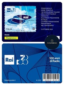 ITALIA 2024 RAI 100 AÑOS DE RADIO ITALIANA TARJETA FILATÉLICA FRANQUEO CORREOS - Imagen 1 de 1