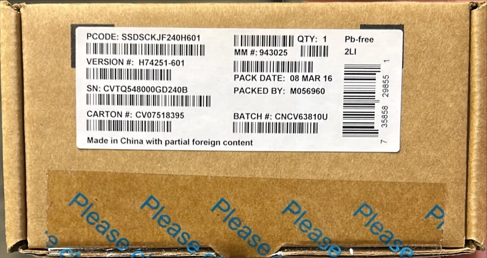 Intel SSDSCKJF240H601 SSD Pro 2500 Series 240GB, M.2 80mm SATA 6Gb/s MLC NEW - Image 1 of 1