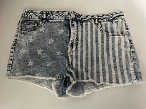 MOSSIMO womens cut off star &stripe light wash high rise denim shorts sz 15 - Picture 1 of 5