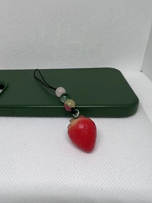 3D Strawberry Phone Charm, Crystal Charm For Phone, Keychain, Backpack Decoratio - Image 1 of 3