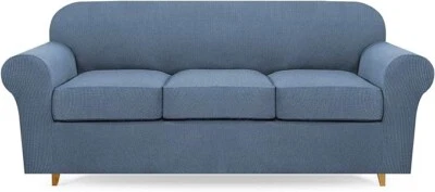 Funda Sofá Multi Piezas, Funda Elástica Azul para Caja Cojín Sofás Foto 1 de 4