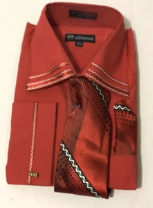 MILANO MODA MENS DRESS SHIRT NWT RED SIZE 17-17.5 sleeve 36-37 - Picture 1 of 1