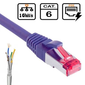 CAT 6 Netzwerkkabel DSL LAN Ethernet Patchkabel RJ45 Internet TV 10 m violett - Bild 1 von 1
