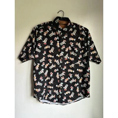 Natural Issue Mens Cocktail Themed 100% Cotton Button Up Black Multicolor Size M - Image 1 of 4