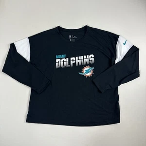Nike Miami Dolphins T Shirt Women’s Large Black Long Sleeve Gym Active NFL - Picture 1 of 8