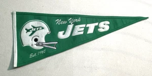 New York Jets NFL Embroidered Throwback Logo Wool Pennant Banner Flag Green - Picture 1 of 6