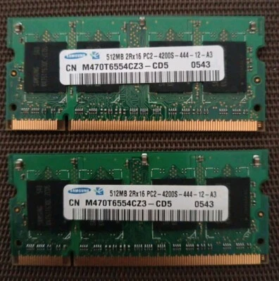 RAM SAMSUNG 512MB M470T6554CZ3-CD5 PC2-4200S DDR2 SoDIMM  - Immagine 1 di 2