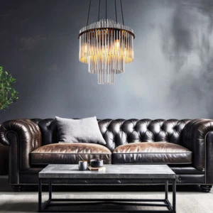 Luce a Sospensione Lampadario Sala da Pranzo Vetro Colori Fumi H 120 CM - Foto 1 di 6