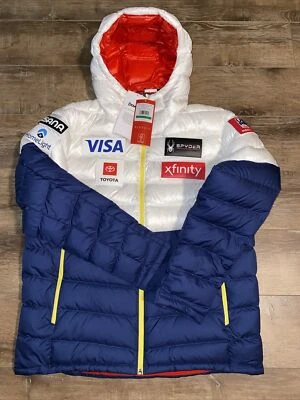 Spyder US ski team down hooded jacket men’s Size -Large - Image 1 of 4