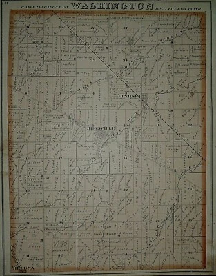 Mapa de plataforma vintage de 1874 para propietarios de ferrocarriles y terrenos ~ Washington Twp. SANDUSKY Co, OHIO  Foto 1 de 3