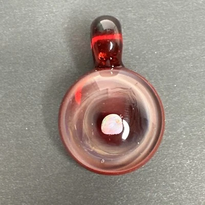 Colgante de ópalo recubierto de vidrio artístico hecho a mano respaldo rojo borosilicato cuentas focales regalo Foto 1 de 4