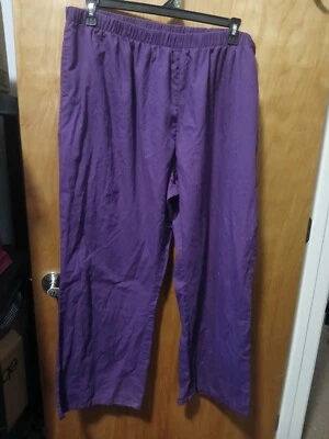 WOMAN'S PURPLE 3X SCRUB PANTS ELASTIC WAIST & POCKETS - Image 1 of 3