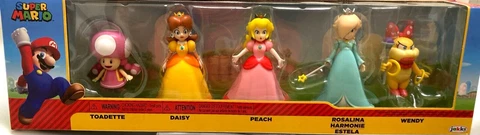 NIB Nintendo Super Mario- Princess Peach Figures 2 1/2" 5 pack Toy Set Rosalina Cover