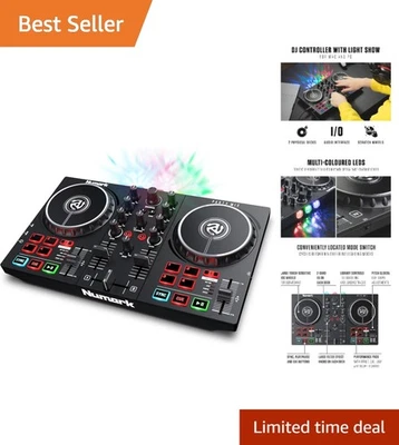 Portable DJ Controller with Integrated Lights, 2 Decks & Streaming Capabilities - Image 1 of 4