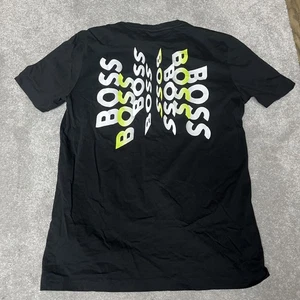 Camisa Boss Para Hombre Grande Negra Gráfico Logo Back Hit Manga Corta Cuello Redondo - Imagen 1 de 7