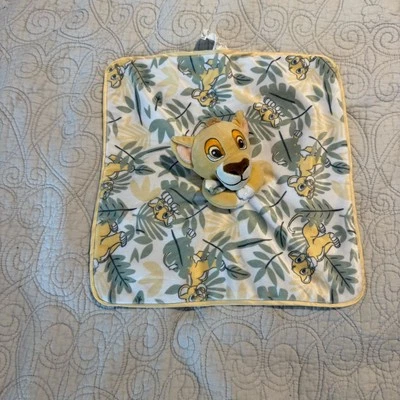 Disney Baby Lion King Simba Blanket Yellow Green White Jungle Leaves Lovey 13" - Image 1 of 4